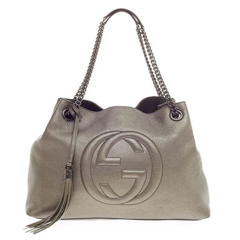 gucci soho medium leather tote with chain straps|Gucci soho shoulder bag white.